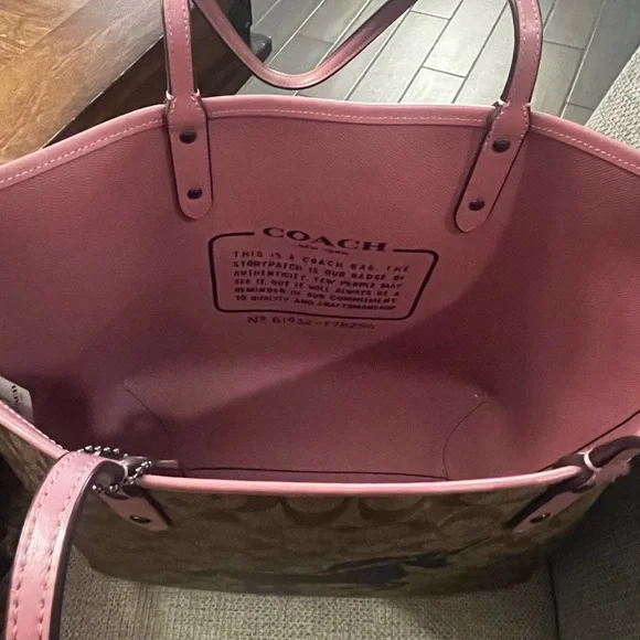 Coach Tan and Pink Signature Tote - Picture 4 of 5